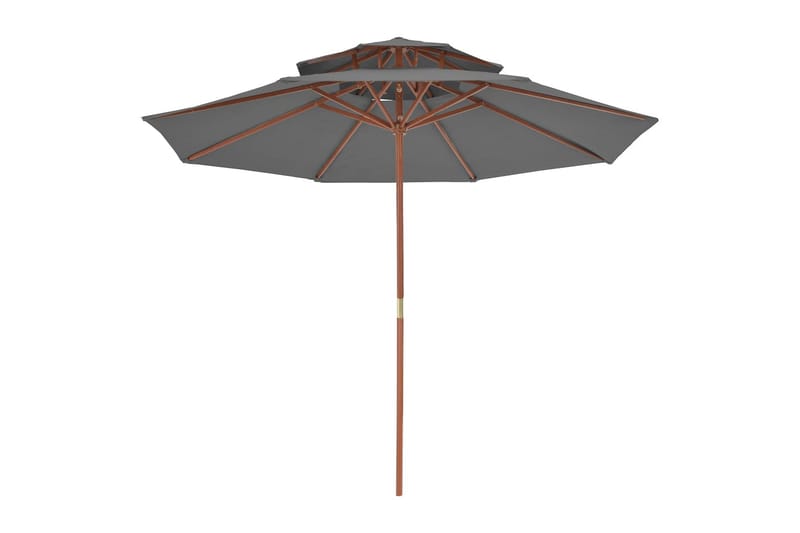 Parasoll med två nivåer 270 cm trästång antracit - Grå - Utemöbler - Solskydd - Parasoll