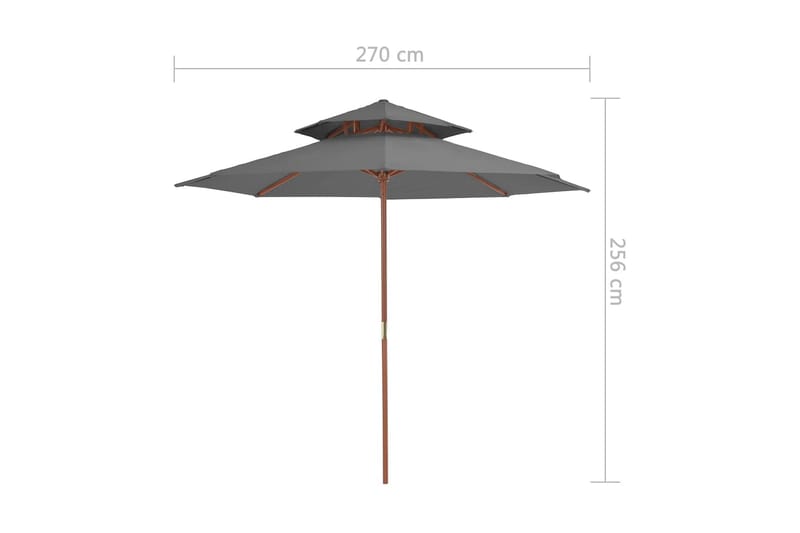 Parasoll med två nivåer 270 cm trästång antracit - Grå - Utemöbler - Solskydd - Parasoll