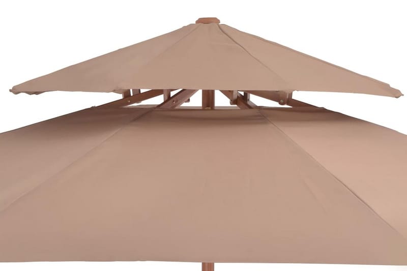 Parasoll med två nivåer 270 cm trästång taupe - Brun - Utemöbler - Solskydd - Parasoll