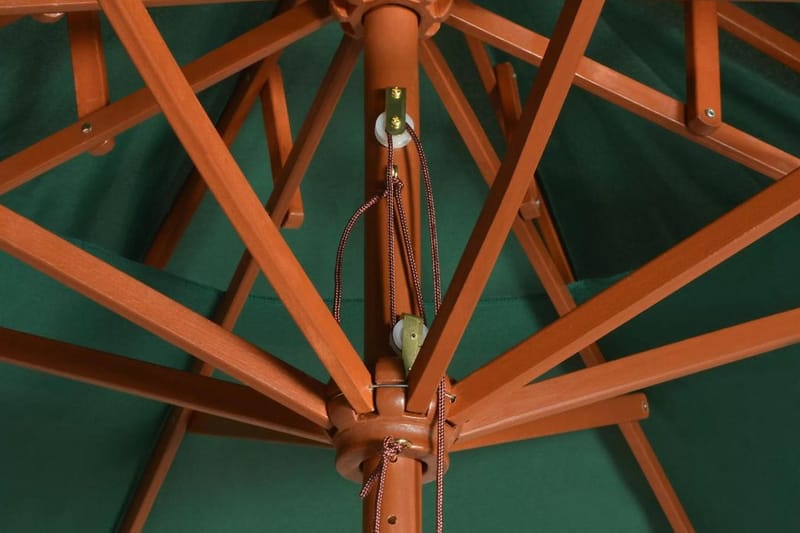 Parasoll med två nivåer 270x270 cm trästång grön - Grön - Utemöbler - Solskydd - Parasoll