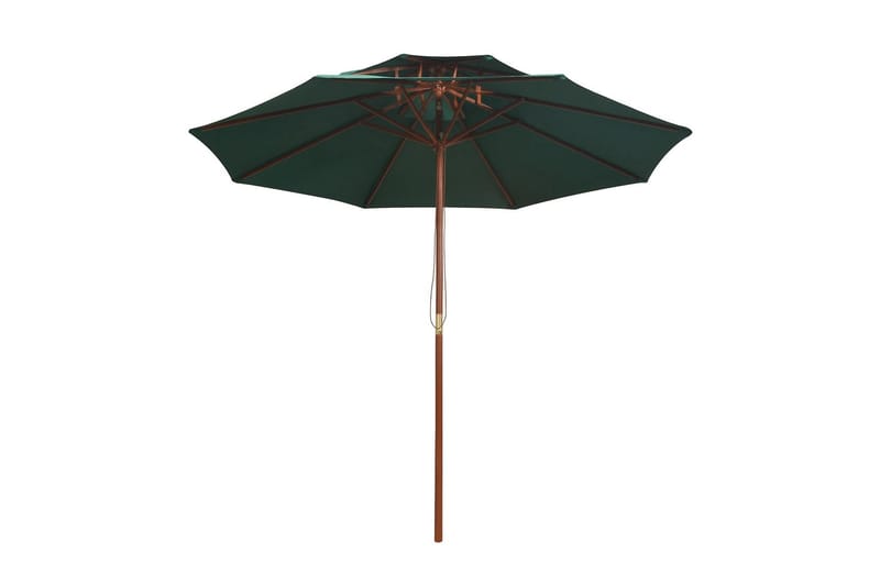 Parasoll med två nivåer 270x270 cm trästång grön - Grön - Utemöbler - Solskydd - Parasoll