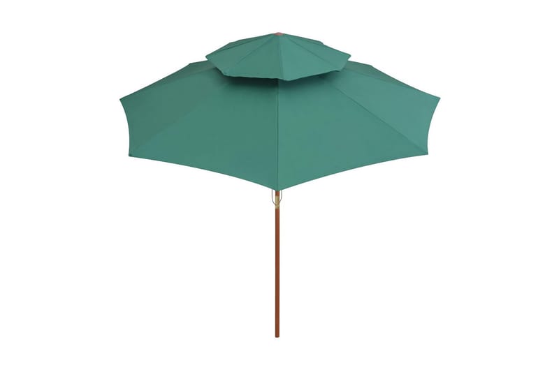 Parasoll med två nivåer 270x270 cm trästång grön - Grön - Utemöbler - Solskydd - Parasoll