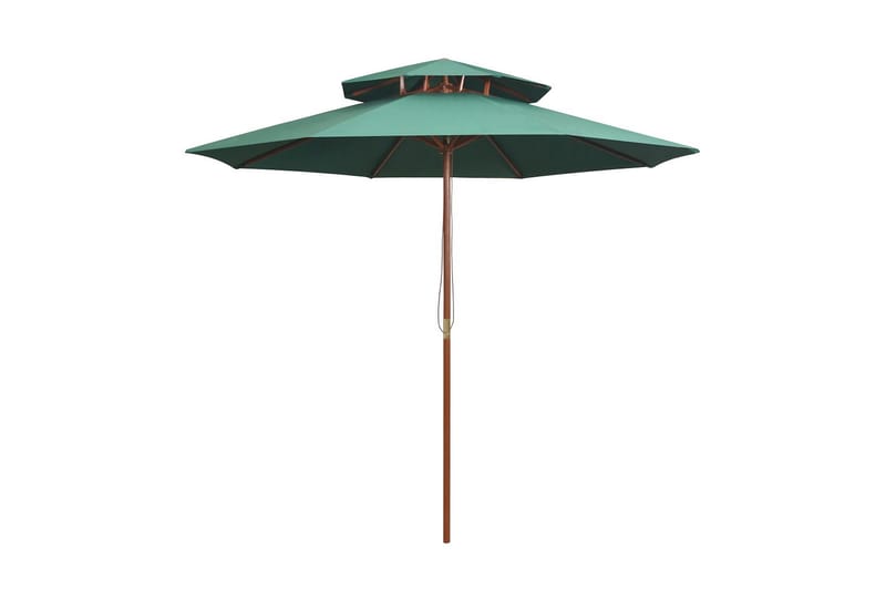 Parasoll med två nivåer 270x270 cm trästång grön - Grön - Utemöbler - Solskydd - Parasoll