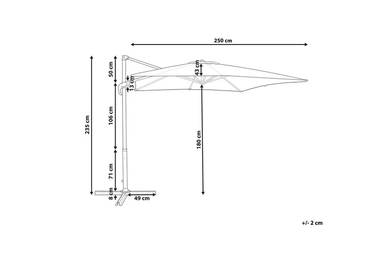 Parasoll Monza - Grå, vit - Utemöbler - Solskydd - Parasoll - Hängparasoll