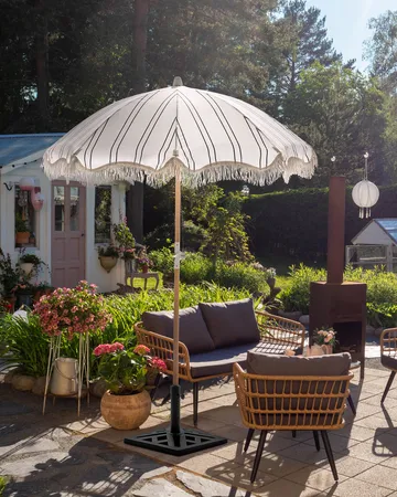 Parasoll utomhus 155 cm Mondello - vit/svart - Utemöbler - Solskydd - Parasoll - Strandparasoll