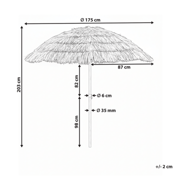 Parasoll utomhus 175 cm Civetta - naturlig/brun - Utemöbler - Solskydd - Parasoll - Balkongparasoll
