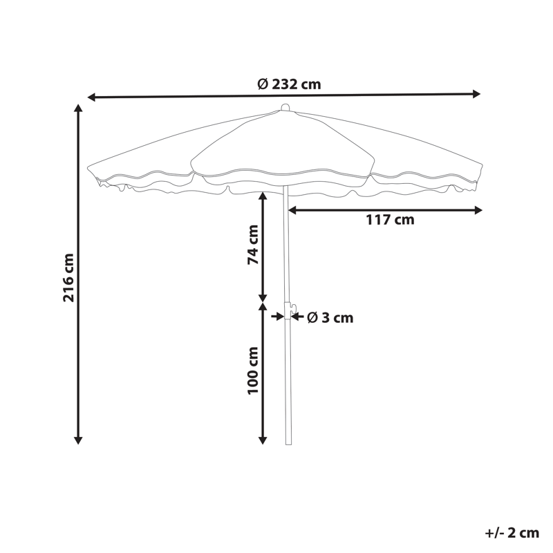 Parasoll utomhus 232 cm Sestriere - beige/vit/brun - Utemöbler - Solskydd - Parasoll - Balkongparasoll