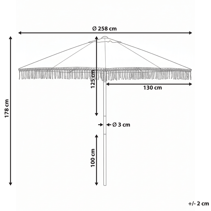 Parasoll utomhus 258 cm Murasa - beige/brun - Utemöbler - Solskydd - Parasoll - Balkongparasoll