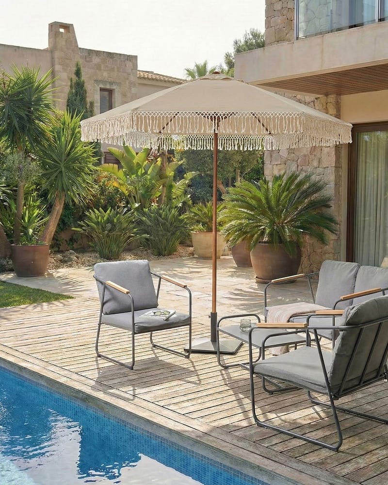 Parasoll utomhus 258 cm Murasa - beige/brun - Utemöbler - Solskydd - Parasoll - Balkongparasoll