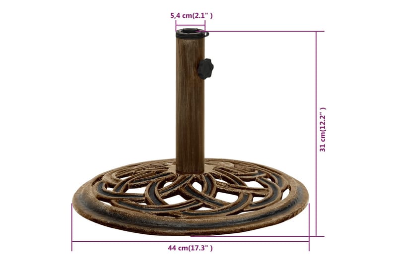 Parasollfot brons 44x44x31 cm gjutjärn - Brun - Utemöbler - Solskydd - Parasoll - Parasollfot