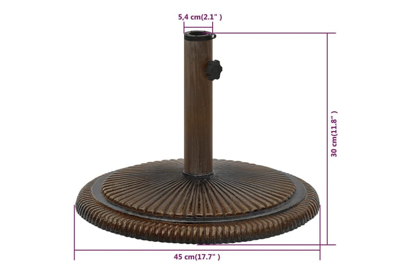 Parasollfot brons 45x45x30 cm gjutjärn - Brun - Utemöbler - Solskydd - Parasoll - Parasollfot