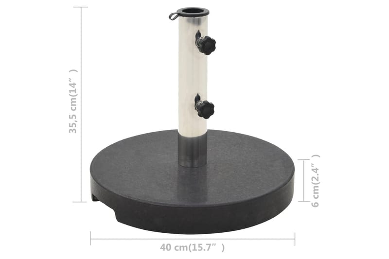 Parasollfot granit rund 20 kg svart - Svart - Parasollfot