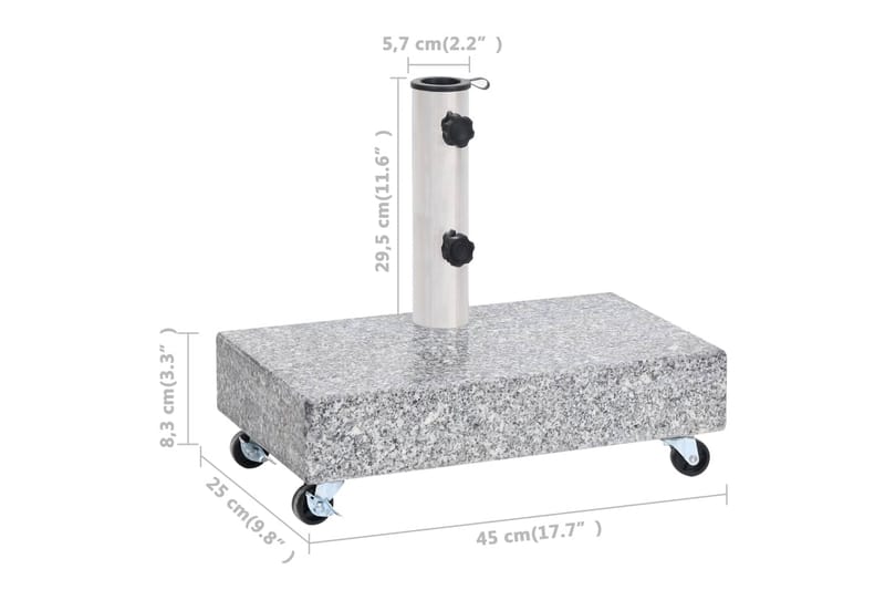 Parasollfot ljusgrå 45x25x8,3 cm granit - Grå - Utemöbler - Solskydd - Parasoll - Parasollfot
