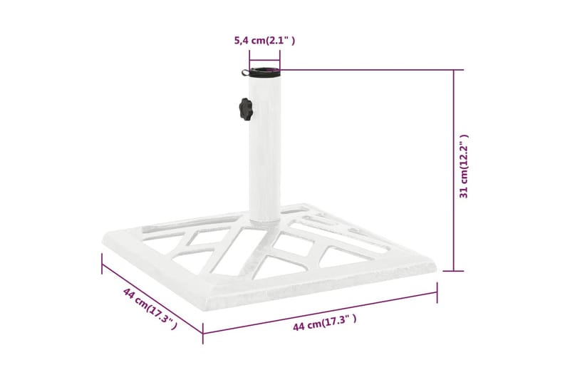 Parasollfot vit 44x44x31 cm gjutjärn - Vit - Utemöbler - Solskydd - Parasoll - Parasollfot