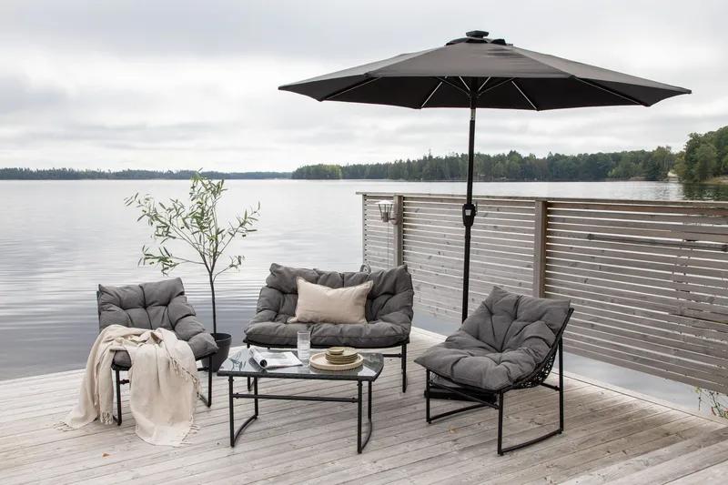 Sabal Parasoll 270 cm med LED - Svart - Utemöbler - Solskydd - Parasoll