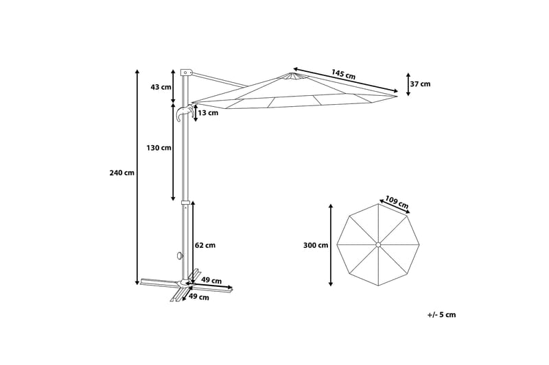 Savona Parasoll 240 cm - Mörkgrå - Utemöbler - Solskydd - Parasoll