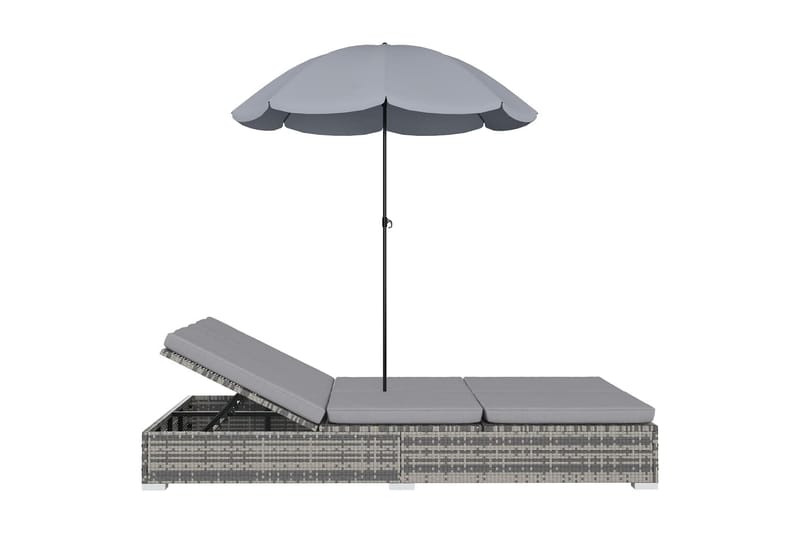 Solsäng med parasoll konstrotting grå - Grå - Solsängar & solvagnar