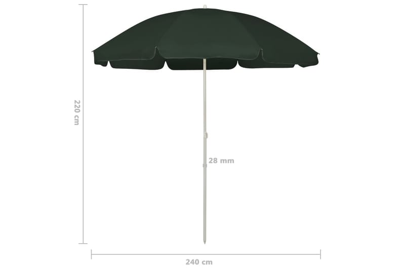 Strandparasoll grön 240 cm - Grön - Utemöbler - Solskydd - Parasoll - Strandparasoll