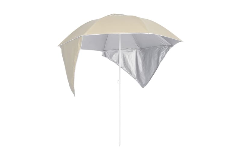 Strandparasoll med sidoväggar sandfärgad 215 cm - Gul - Utemöbler - Solskydd - Parasoll - Strandparasoll