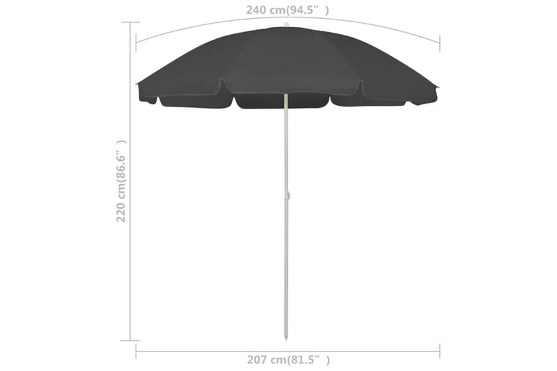 Strandparasoll antracit 240 cm - Antracit - Utemöbler - Solskydd - Parasoll - Strandparasoll