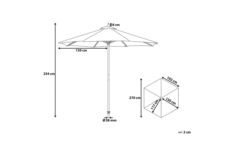 TOSCANA II Parasoll 254 cm Röd - Utemöbler - Solskydd - Parasoll