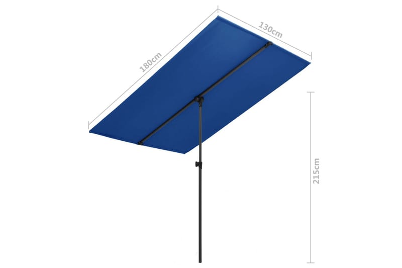 Trädgårdsparasoll med aluminiumstång 180x130 cm azurblå - Blå - Utemöbler - Solskydd - Parasoll