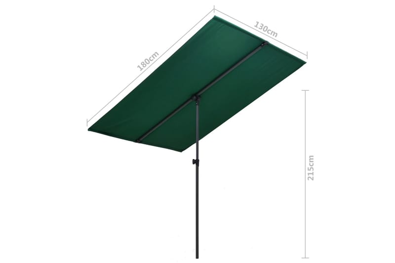 Trädgårdsparasoll med aluminiumstång 180x130 cm grön - Grön - Utemöbler - Solskydd - Parasoll