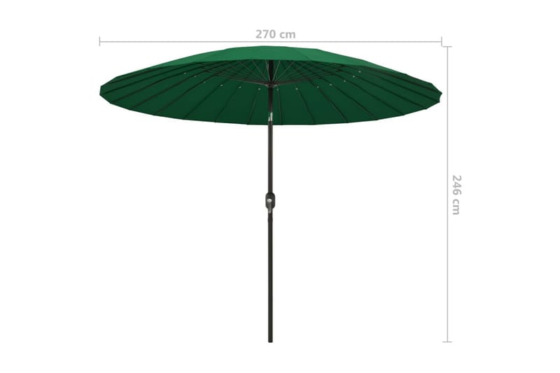 Trädgårdsparasoll med aluminiumstång 270 cm grön - Grön - Utemöbler - Solskydd - Parasoll