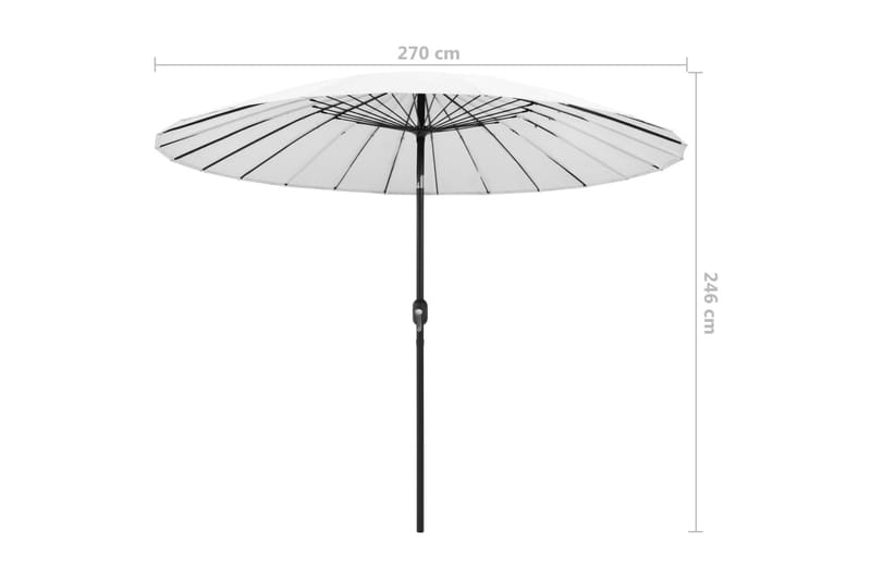 Trädgårdsparasoll med aluminiumstång 270 cm sandvit - Vit - Utemöbler - Solskydd - Parasoll