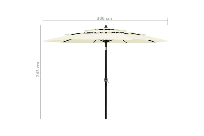 Trädgårdsparasoll med aluminiumstång 3 m sand - Beige - Utemöbler - Solskydd - Parasoll