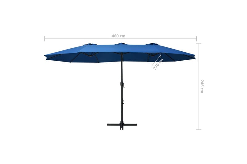 Trädgårdsparasoll med aluminiumstång 460x270 cm blå - Blå - Utemöbler - Solskydd - Parasoll