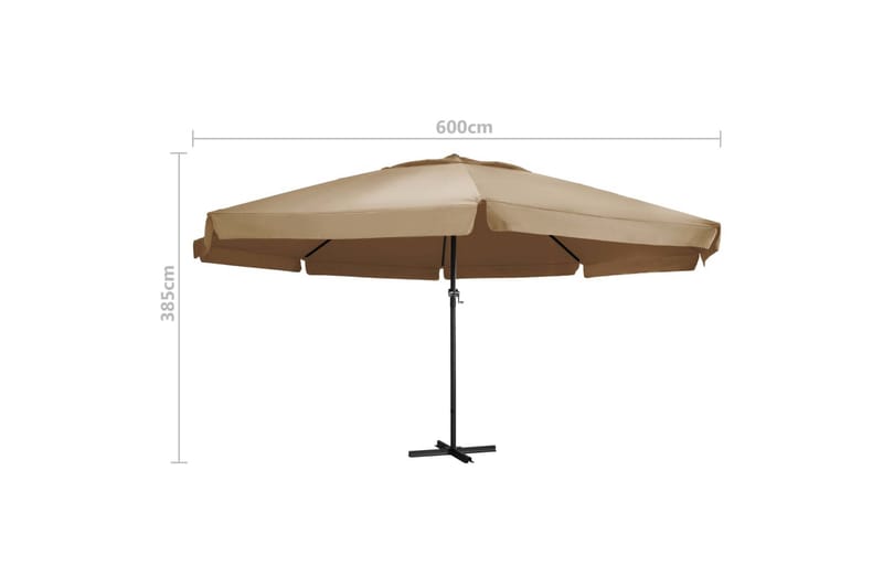 Trädgårdsparasoll med aluminiumstång 600 cm taupe - Brun - Utemöbler - Solskydd - Parasoll