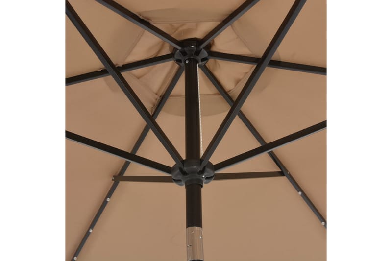 Trädgårdsparasoll med LED-lampor och stålstång 300 cm taupe - Brun - Utemöbler - Solskydd - Parasoll