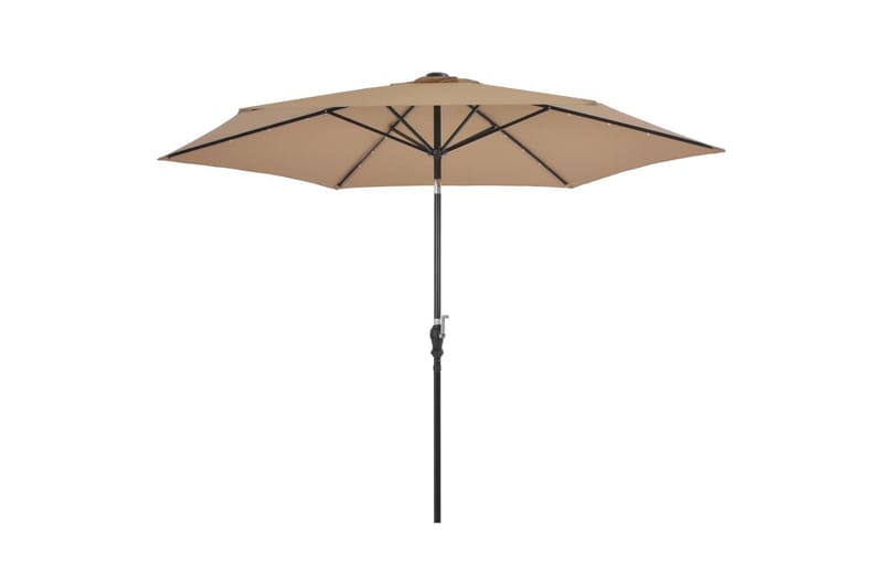 Trädgårdsparasoll med LED-lampor och stålstång 300 cm taupe - Brun - Utemöbler - Solskydd - Parasoll