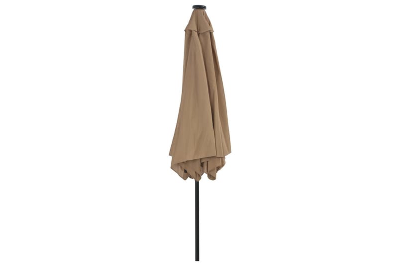 Trädgårdsparasoll med LED-lampor och stålstång 300 cm taupe - Brun - Utemöbler - Solskydd - Parasoll