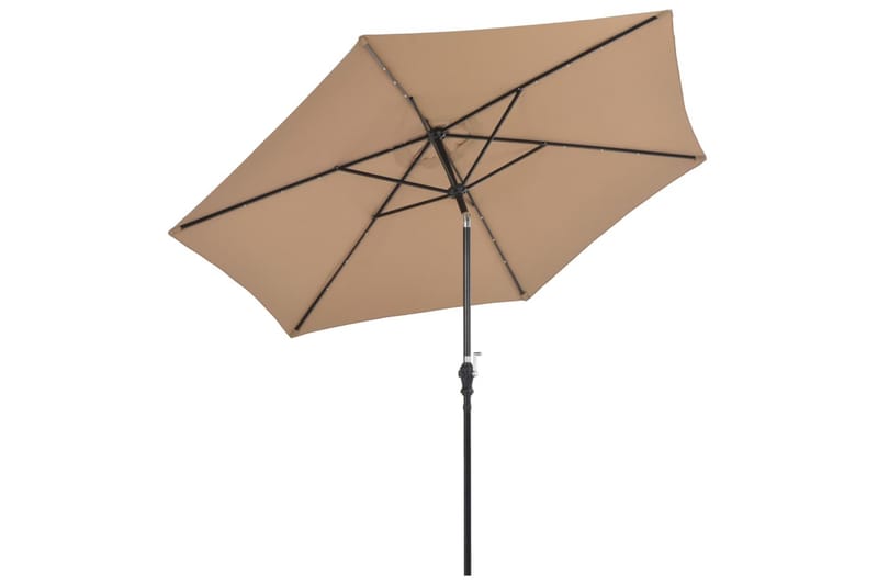 Trädgårdsparasoll med LED-lampor och stålstång 300 cm taupe - Brun - Utemöbler - Solskydd - Parasoll