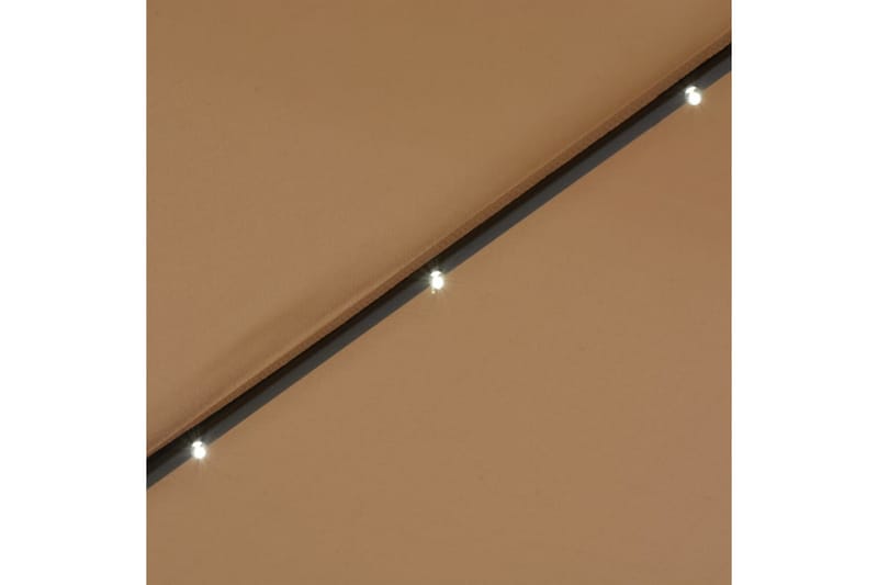 Trädgårdsparasoll med LED-lampor och stålstång 300 cm taupe - Brun - Utemöbler - Solskydd - Parasoll