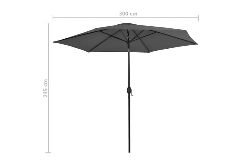 Trädgårdsparasoll med metallstång 300 cm antracit - Grå - Utemöbler - Solskydd - Parasoll