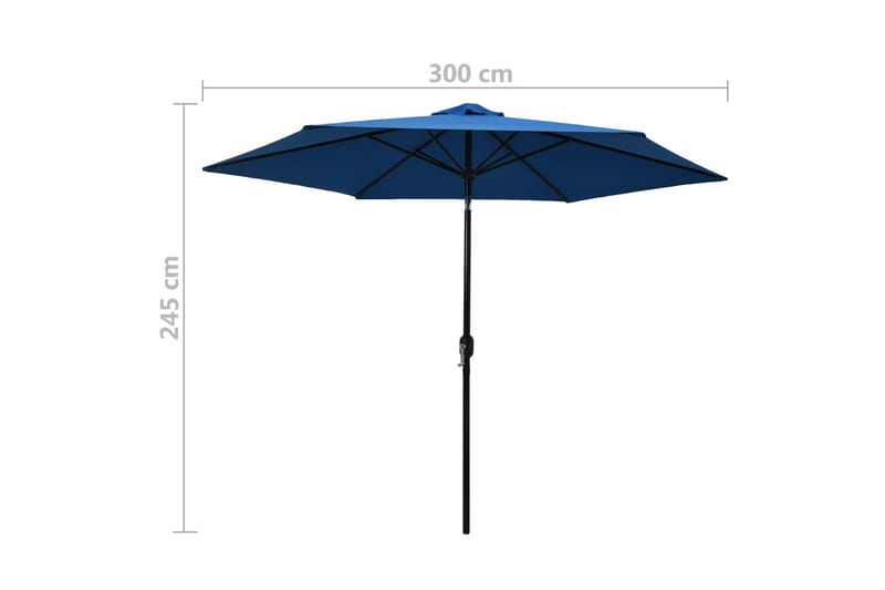 Trädgårdsparasoll med metallstång 300 cm azur - Blå - Utemöbler - Solskydd - Parasoll