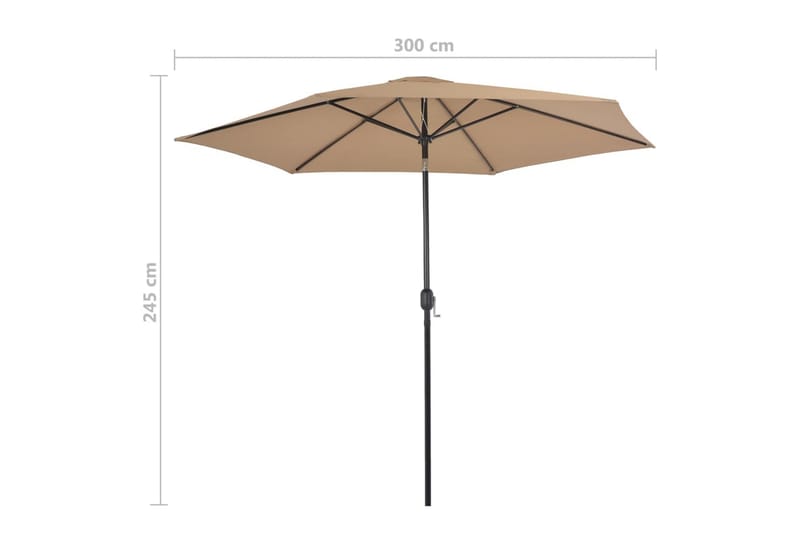 Trädgårdsparasoll med metallstång 300 cm taupe - Brun - Utemöbler - Solskydd - Parasoll