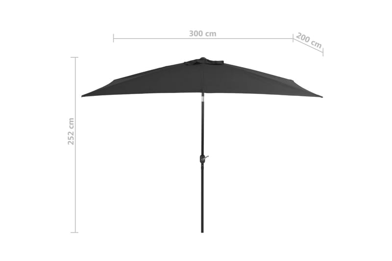 Trädgårdsparasoll med metallstång 300x200 cm antracit - Antracit - Utemöbler - Solskydd - Parasoll