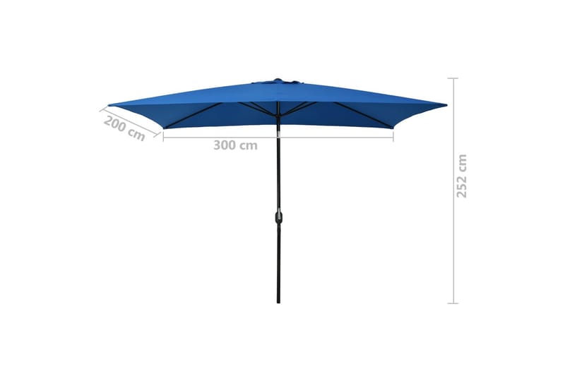 Trädgårdsparasoll med metallstång 300x200 cm azur - Blå - Utemöbler - Solskydd - Parasoll