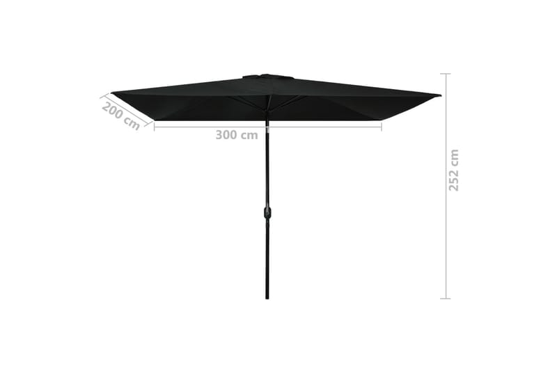 Trädgårdsparasoll med metallstång 300x200 cm svart - Svart - Utemöbler - Solskydd - Parasoll