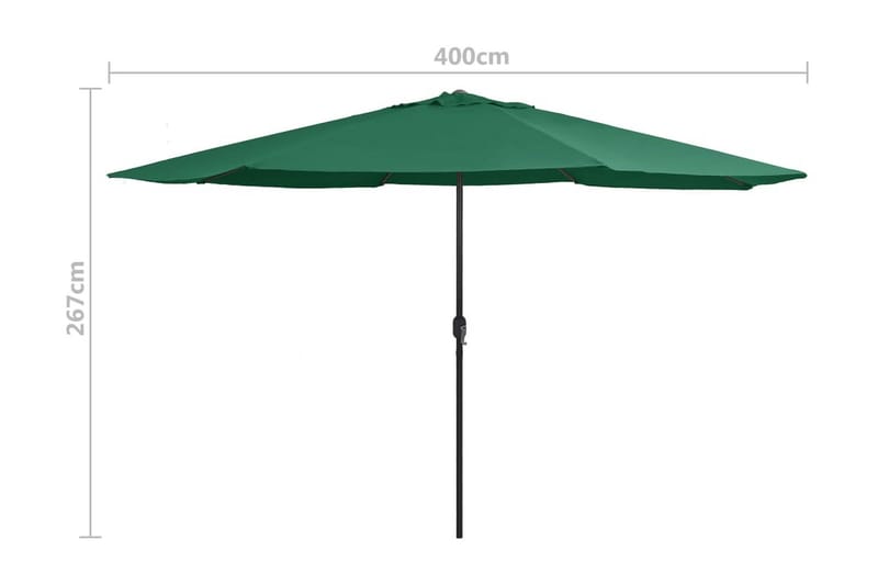 Trädgårdsparasoll med metallstång 400 cm grön - Grön - Utemöbler - Solskydd - Parasoll