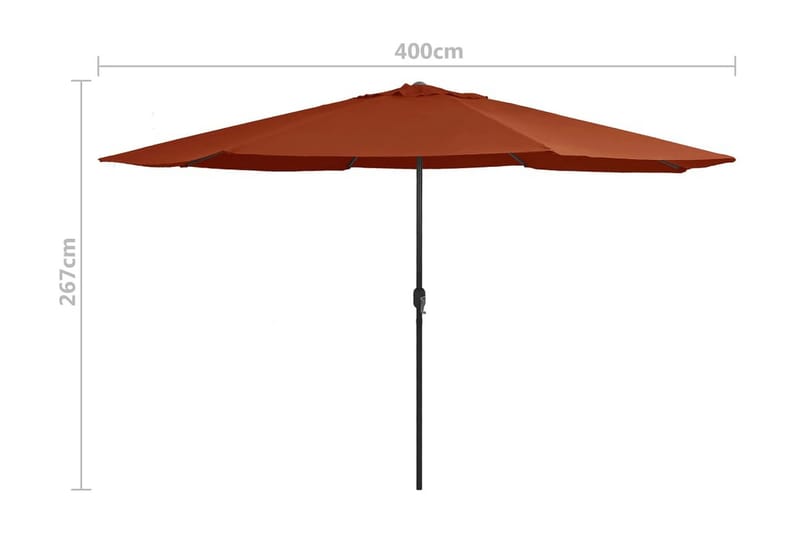 Trädgårdsparasoll med metallstång 400 cm terrakotta - Brun - Utemöbler - Solskydd - Parasoll