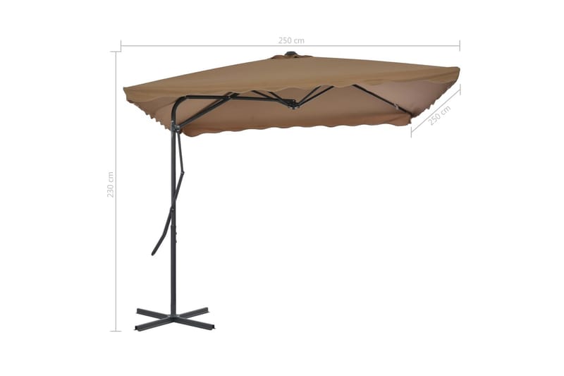 Trädgårdsparasoll med stålstång 250x250 cm taupe - Brun - Utemöbler - Solskydd - Parasoll