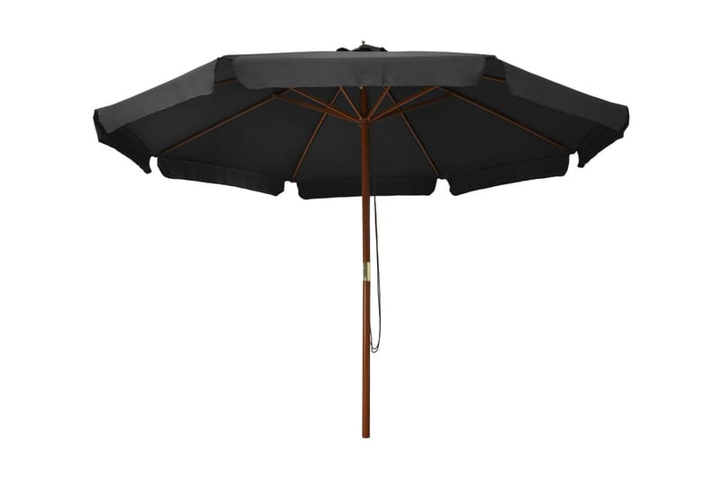 Trädgårdsparasoll med trästång 330 cm antracit - Grå - Utemöbler - Solskydd - Parasoll