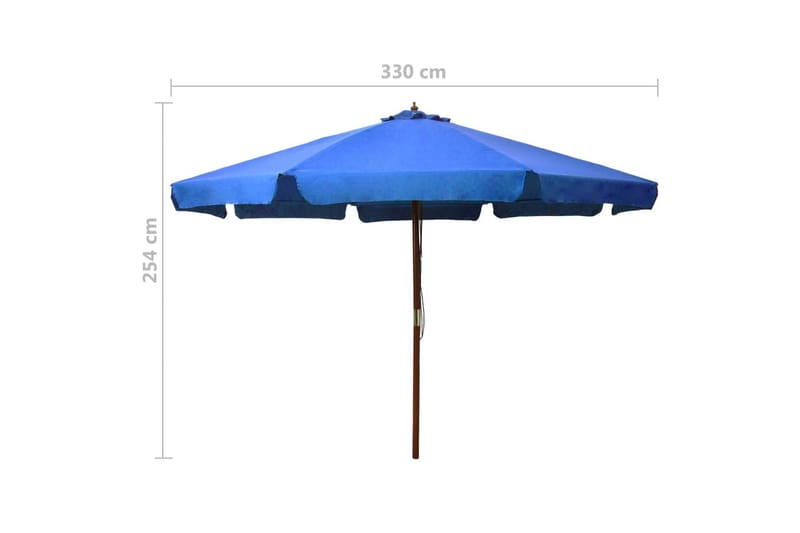 Trädgårdsparasoll med trästång 330 cm azur - Blå - Utemöbler - Solskydd - Parasoll