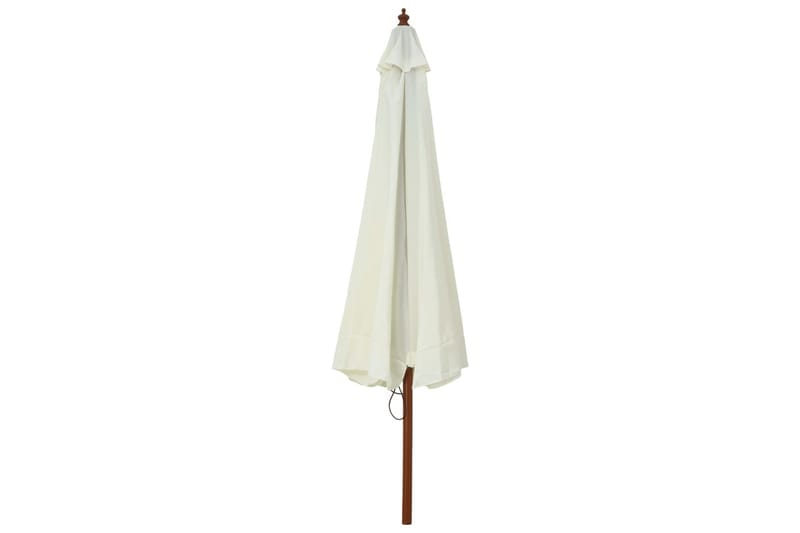 Trädgårdsparasoll med trästång 330 cm sandvit - Vit - Utemöbler - Solskydd - Parasoll