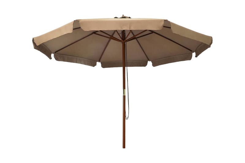 Trädgårdsparasoll med trästång 330 cm taupe - Brun - Utemöbler - Solskydd - Parasoll